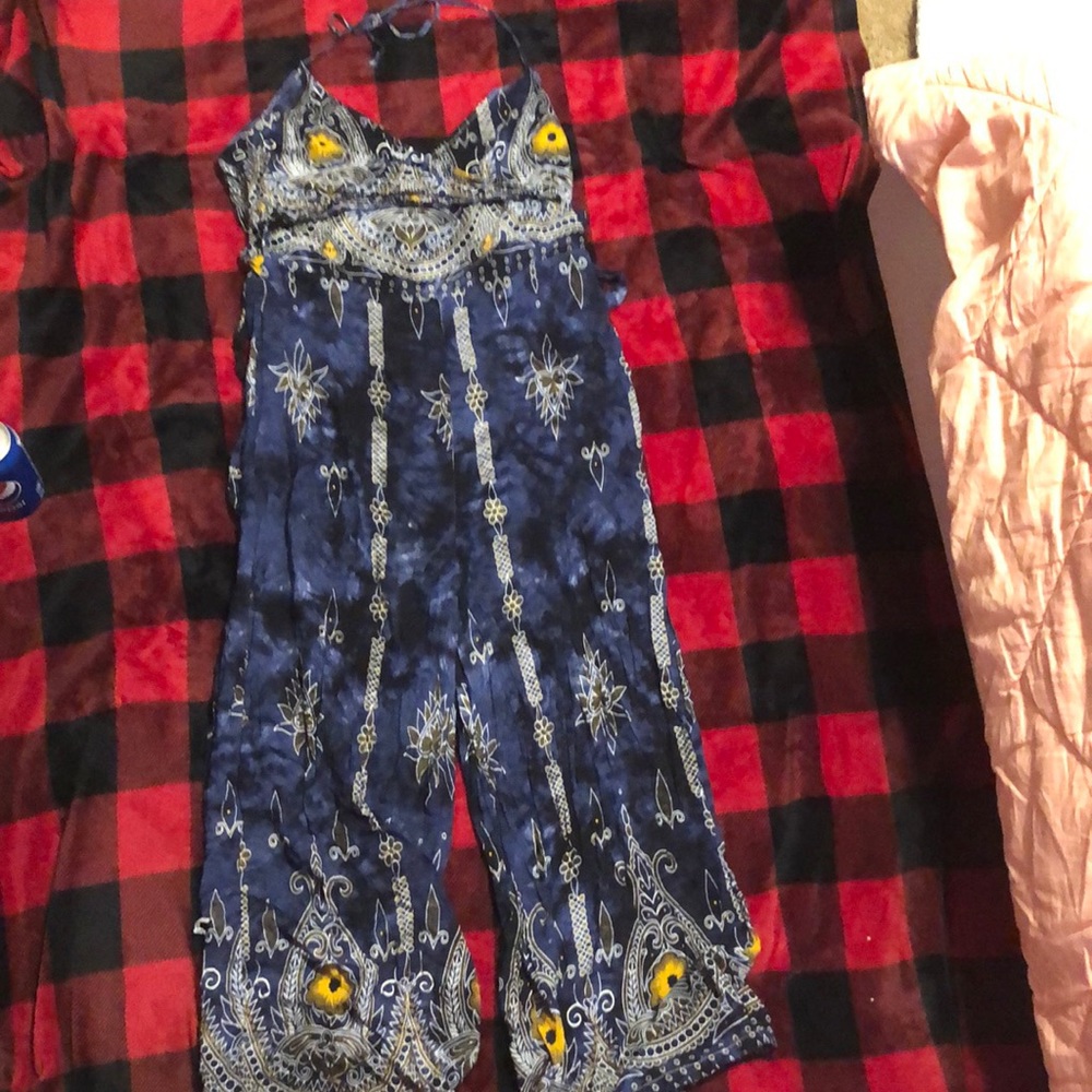 Blue white and yellow romper